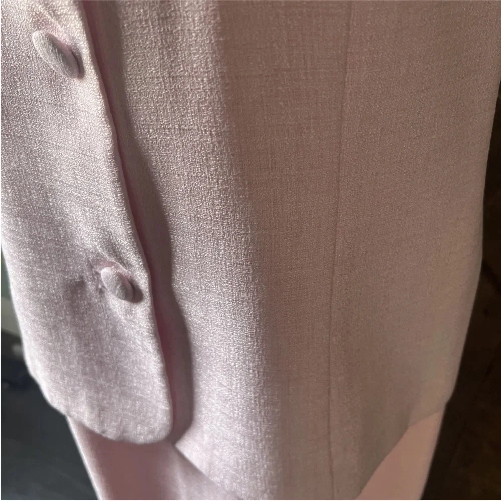Vintage Tweed Jacket Dress Set Pink Ivory Sz 18 - Picture 5 of 14